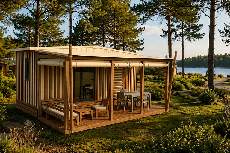 Pergola toilée hébergement Kanopé