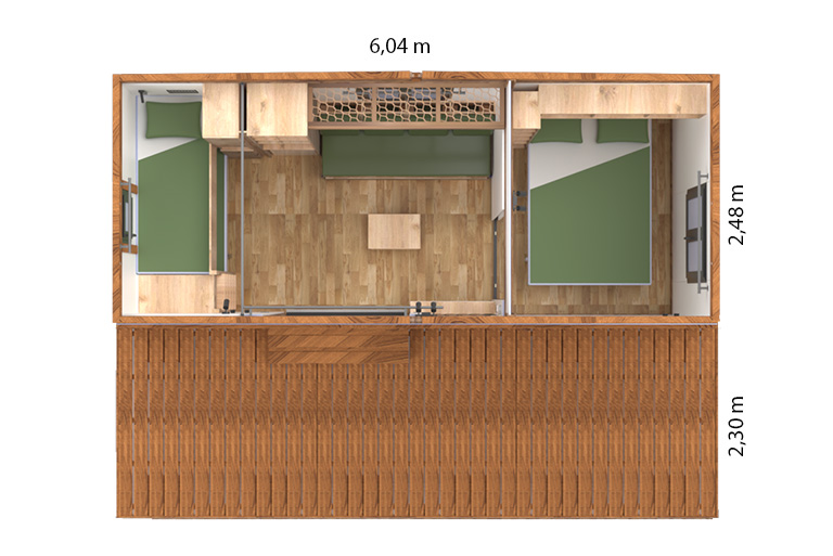 Plan Kanopé Tribu, locatif compact pour 4 à 6 personnes